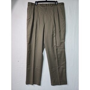 Ralph Lauren Men's Pleated Wool Dress Pants Size 38x32 Brown Cuff Total Comfort